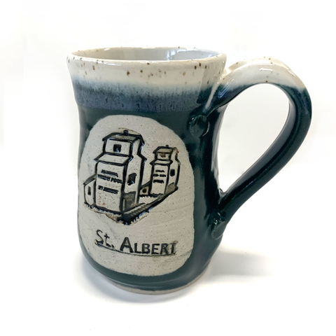 St Albert Grain Elevator Mug Dark green - Arts and Heritage St. Albert