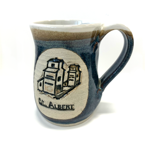 St Albert Grain Elevator Mug Denim - Arts and Heritage St. Albert