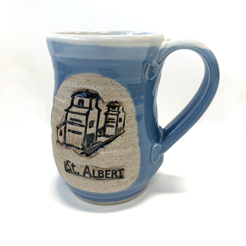 St Albert Grain Elevator Mug Light Blue - Arts and Heritage St. Albert