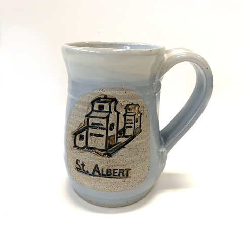 St Albert Grain Elevator Mug Light Pale Blue - Arts and Heritage St. Albert