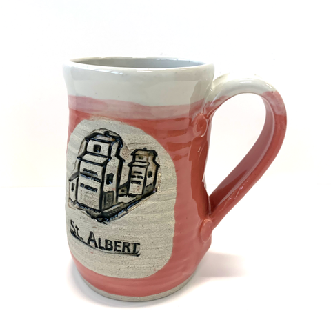 St Albert Grain Elevator Mug Pink - Arts and Heritage St. Albert