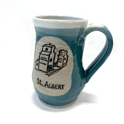 St Albert Grain Elevator Mug Teal - Arts and Heritage St. Albert